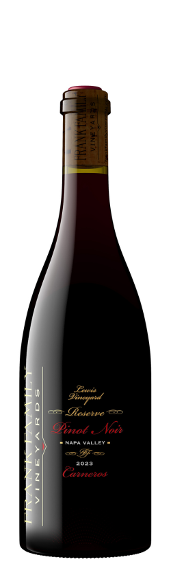 A bottle shot of 2023 Lewis Vineyard Pinot Noir